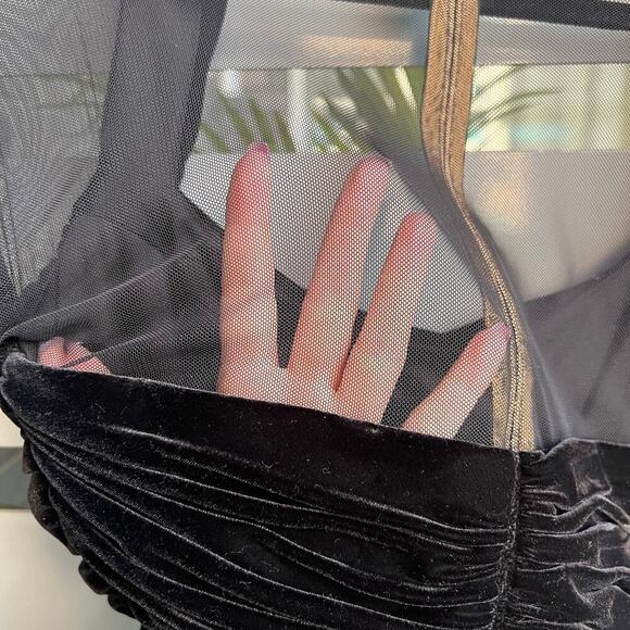 Tadashi Collection Black Velvet Semi-Sheer Formal Bustier Top Size XS - Picture 7 of 10